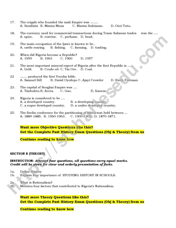 BECE History Past Questions and Answer PDF Download Free - Page 3